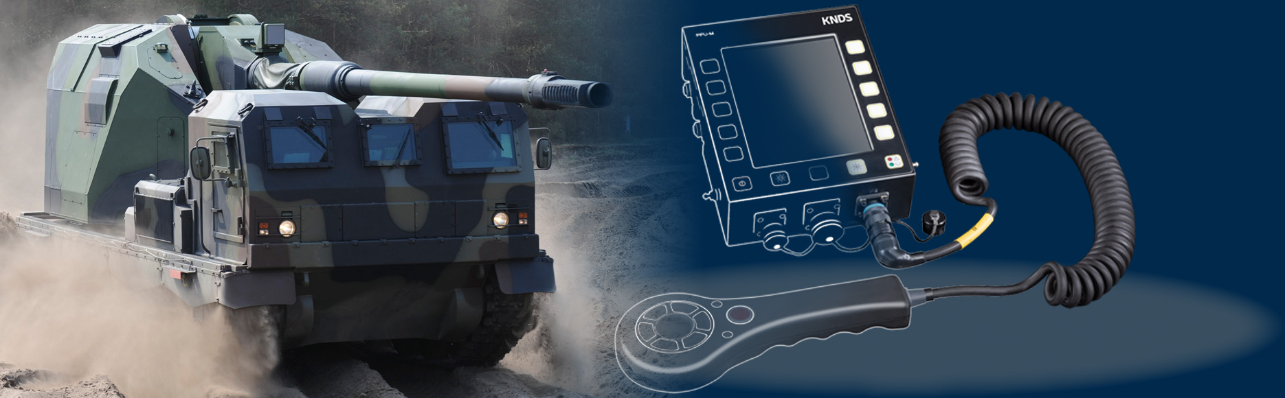 DONAR artillery gun and key visual of the mobile fuze programming device