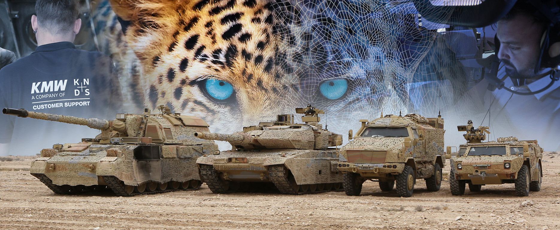 Panzerhaubitze, Kampfpanzer und Unterstützungsfahrzeuge der KNDS
