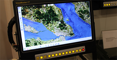 ATM VistaMaster-17 panel PC showing an elevation map of Lake Constance